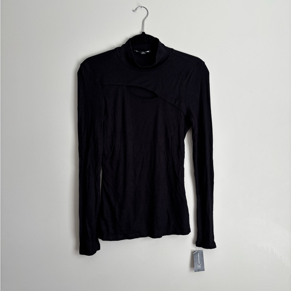 NWT- Women’s INC Black Cutout Black Top- Size Medium